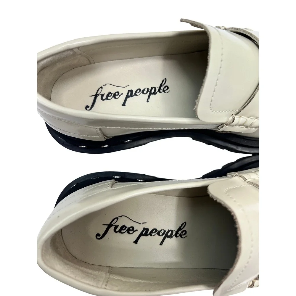 Free People Lug Sole Loafers Womens 7.5 Cream Excellent‎ Studded Tassel Platform